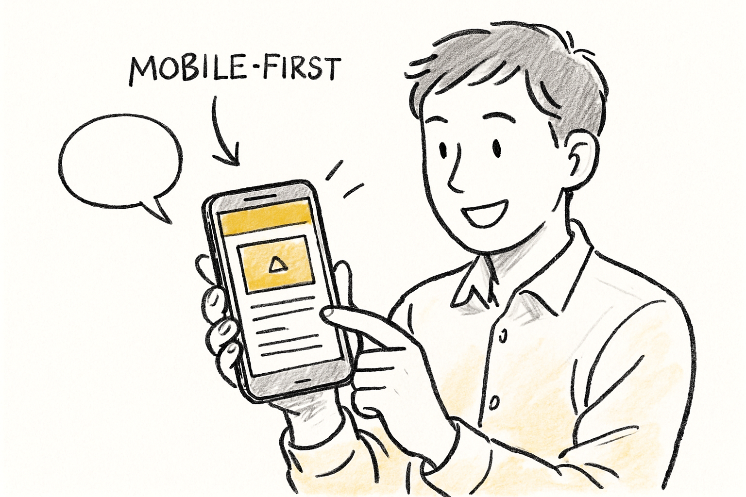 スマートフォンでサイトを確認するイラスト