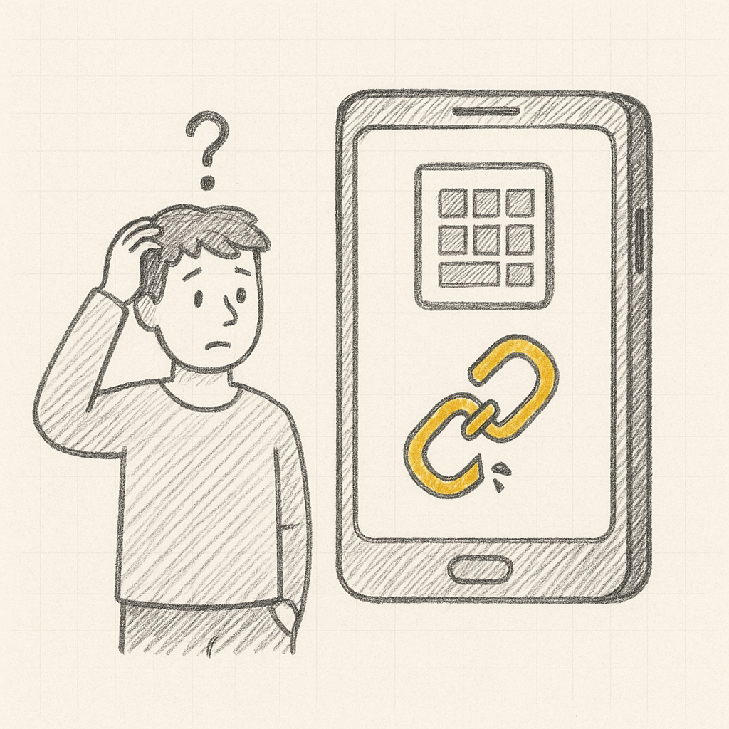 Instagramのプロフィールリンクが古いままで機会を逃すイラスト